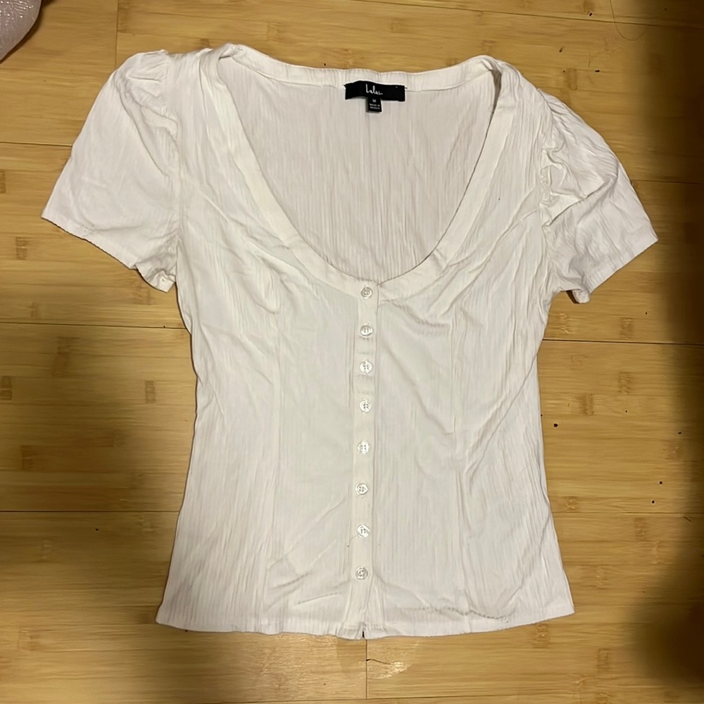 Lulus white stretchy short sleeve top